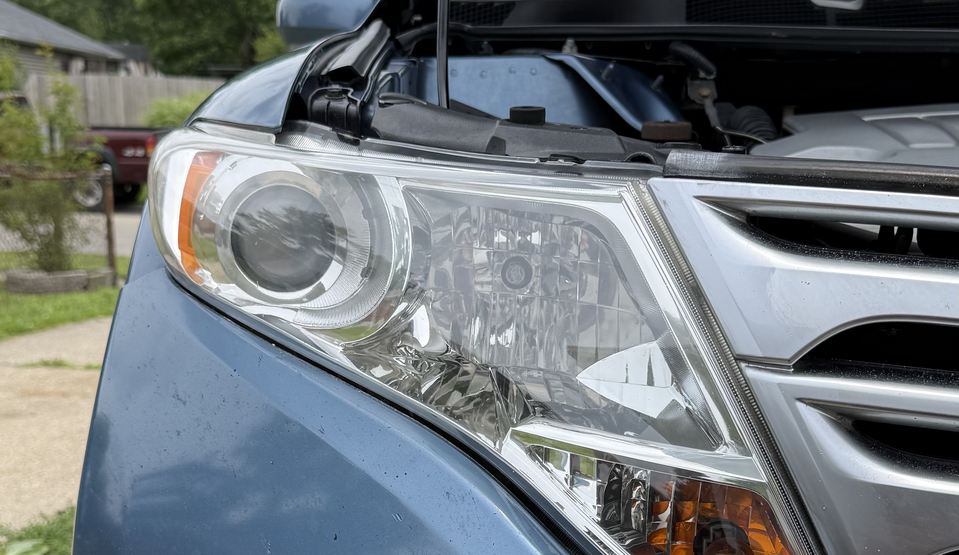 A restored clear headlight after detailing in Mariemont