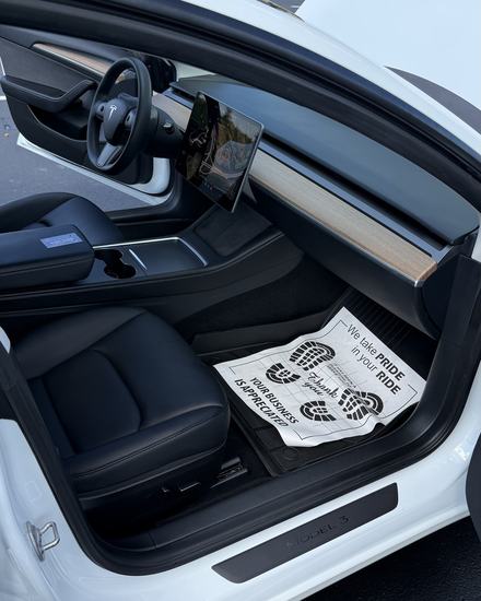 Tesla Model 3 front cabin after an interior detail